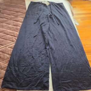 Jordan Taylor navy blue mesh stretchy wide leg coverall pants with front tie